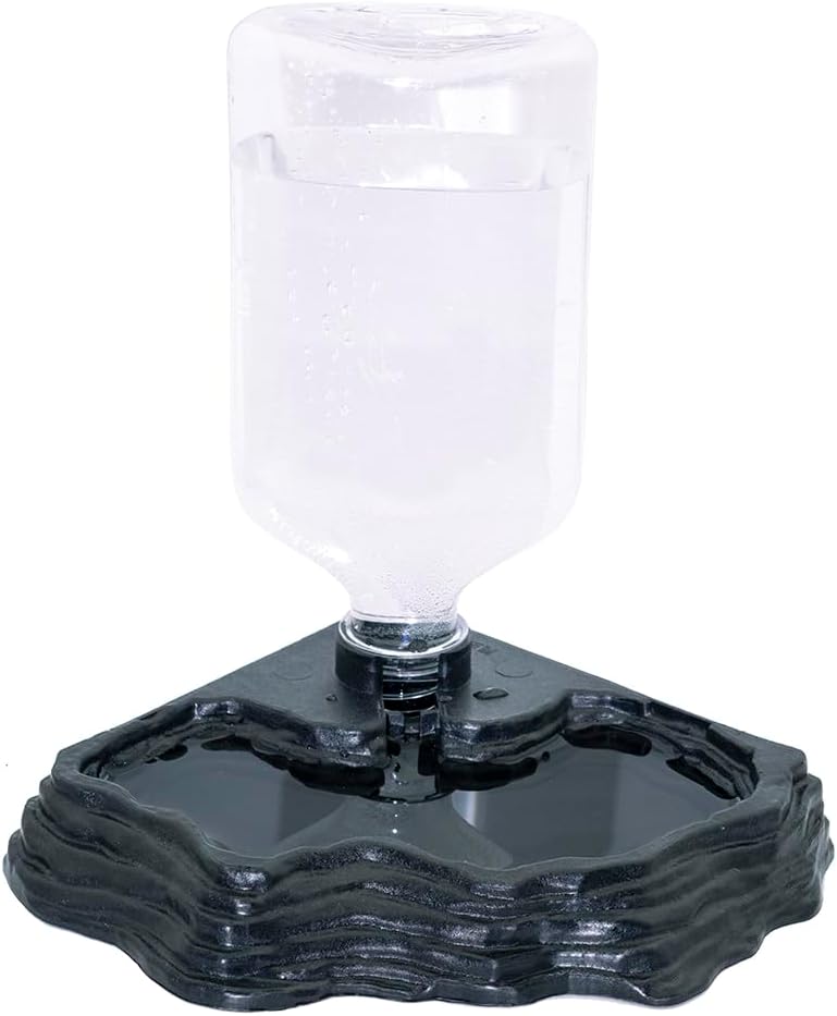 MRTIOO 17oz Terrarium Tank Reptile Food Feeders Bowl, Water Feeder Automatic Water Dispenser Waterer Feeding Accessories, for Geckos Lizards Turtle Bearded Dragons - Black - Image 3